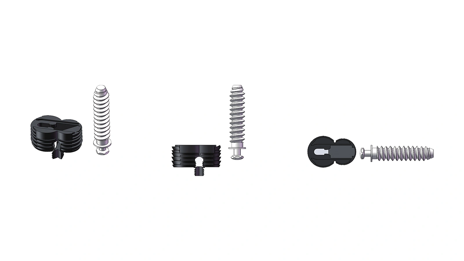 Complete D001 concealed furniture connector views